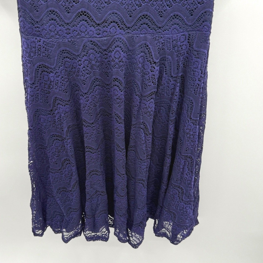 Signature by Sangria Purple Blue Lace Fit & Flare Dress Women's 10 Boatneck Chic - Picture 5 of 14